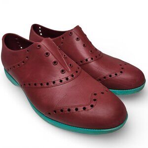 Biion Brights Oxford Golf Shoes Men Brick Red Perforated Rubber Spikeless 11